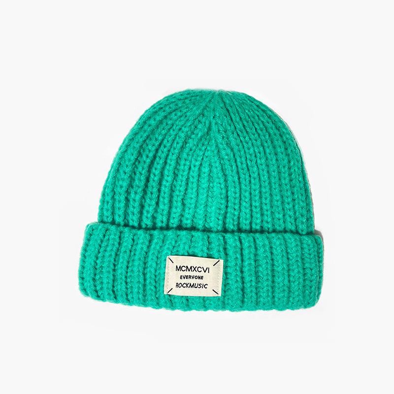 Letter Cloth Label Knitted Hat for Women Autumn and Winter Korean Style Fashion Student Wool Hat Cold Hat Male Couple