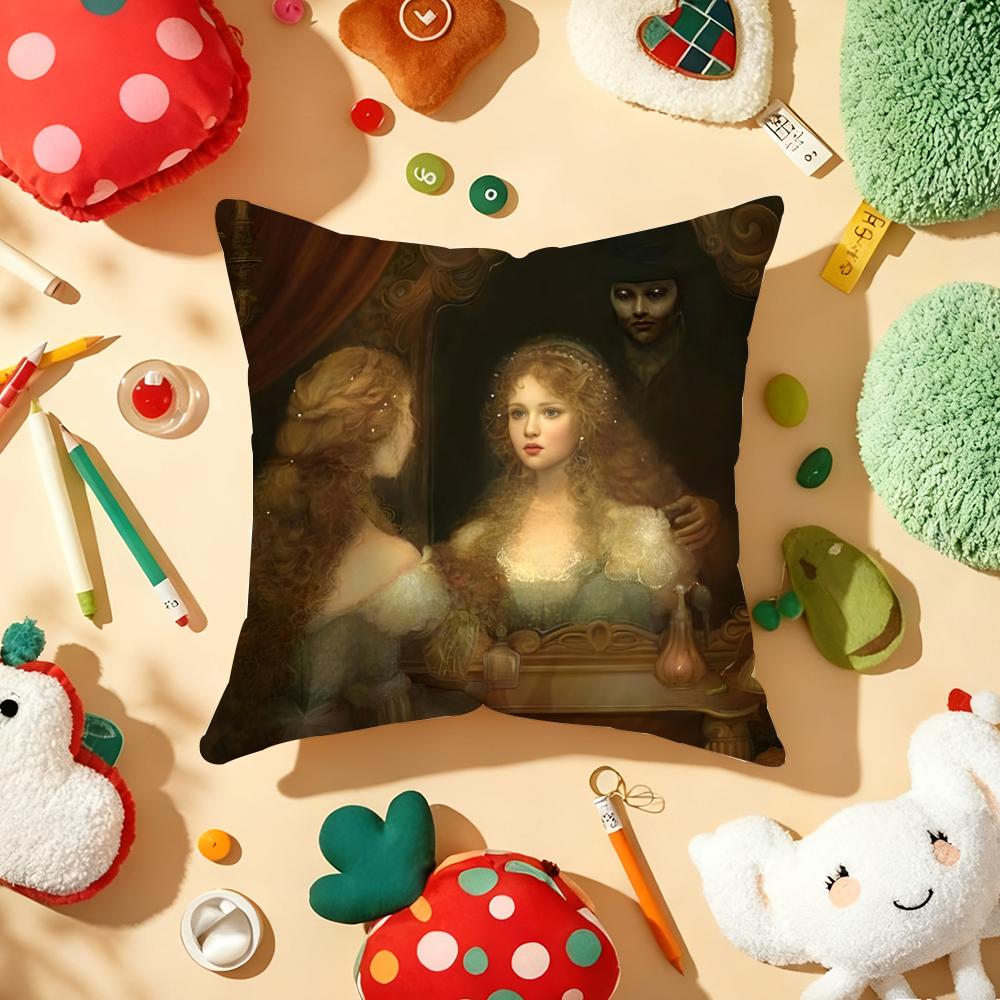 Medieval European Lady Cushion Cover Plush Fabric Soft DoubleSided Printed Sofa Warm Winter Home Gift Pillow Cover