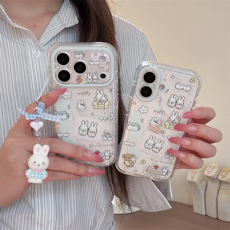 High-End Korean Glitter Star Rabbit Case for iPhone 17, 16 Pro Max & 15 Pro