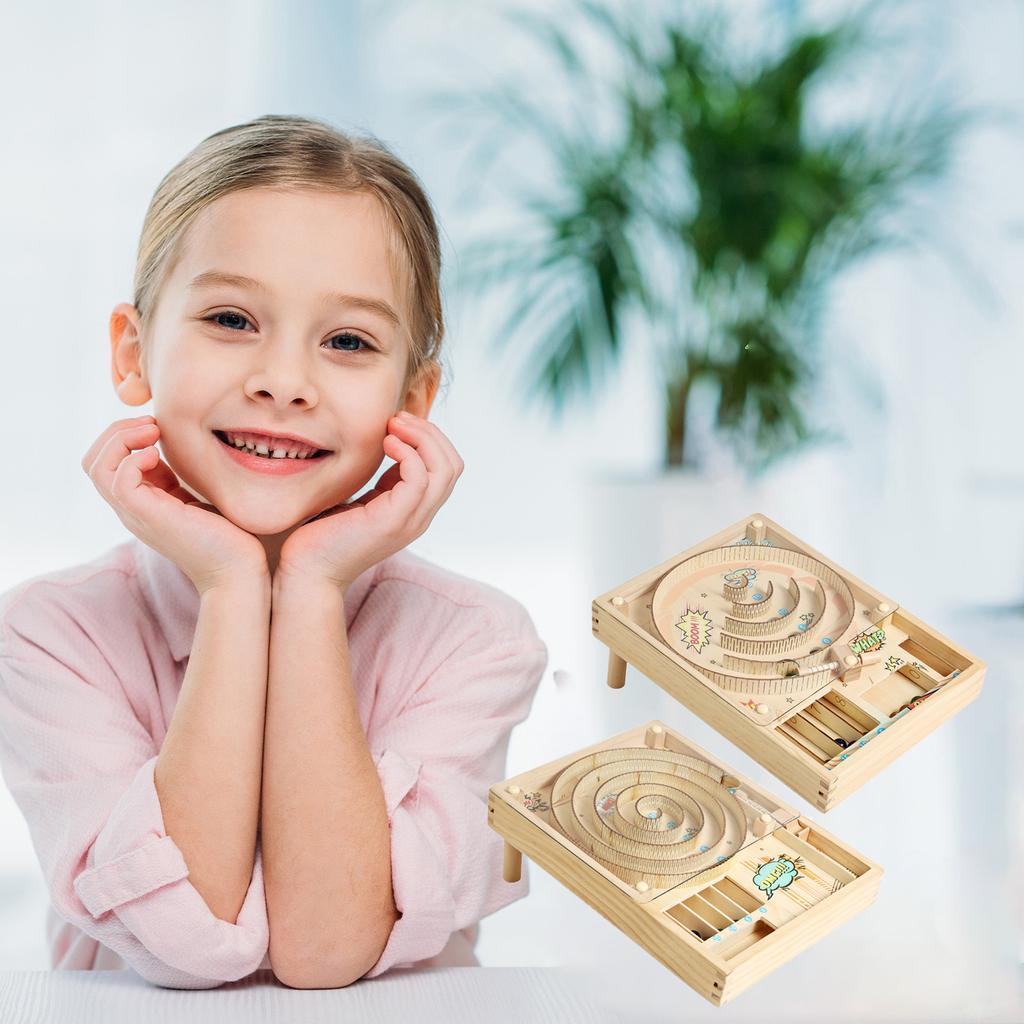 Wooden Pinball 3D Maze Children's Concentration Training Parent-child Interactive Desktop Educational Toy