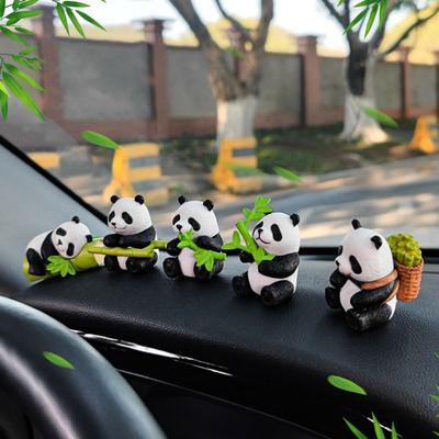 8 st Naturtrogna Miniatyrpandafigurer Tecknad Pandastaty Panda Prydnad Bilprydnader