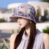 Spring and summer new flower rendering bucket hat large brim showing small face breathable outdoor sunscreen hat sunshade sun hat