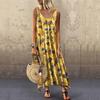 Women Summer Off Sholuder Round Neck Printed Big Swing Loose Casual Holiday Beach Long Dress