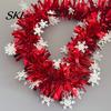 Snowy Winter Tree Ornaments 78 Inch Red Christmas Tinsel Garland, Holiday Shiny Metallic Foil Twist Garland Flexible Hanging for Party with Snowflake