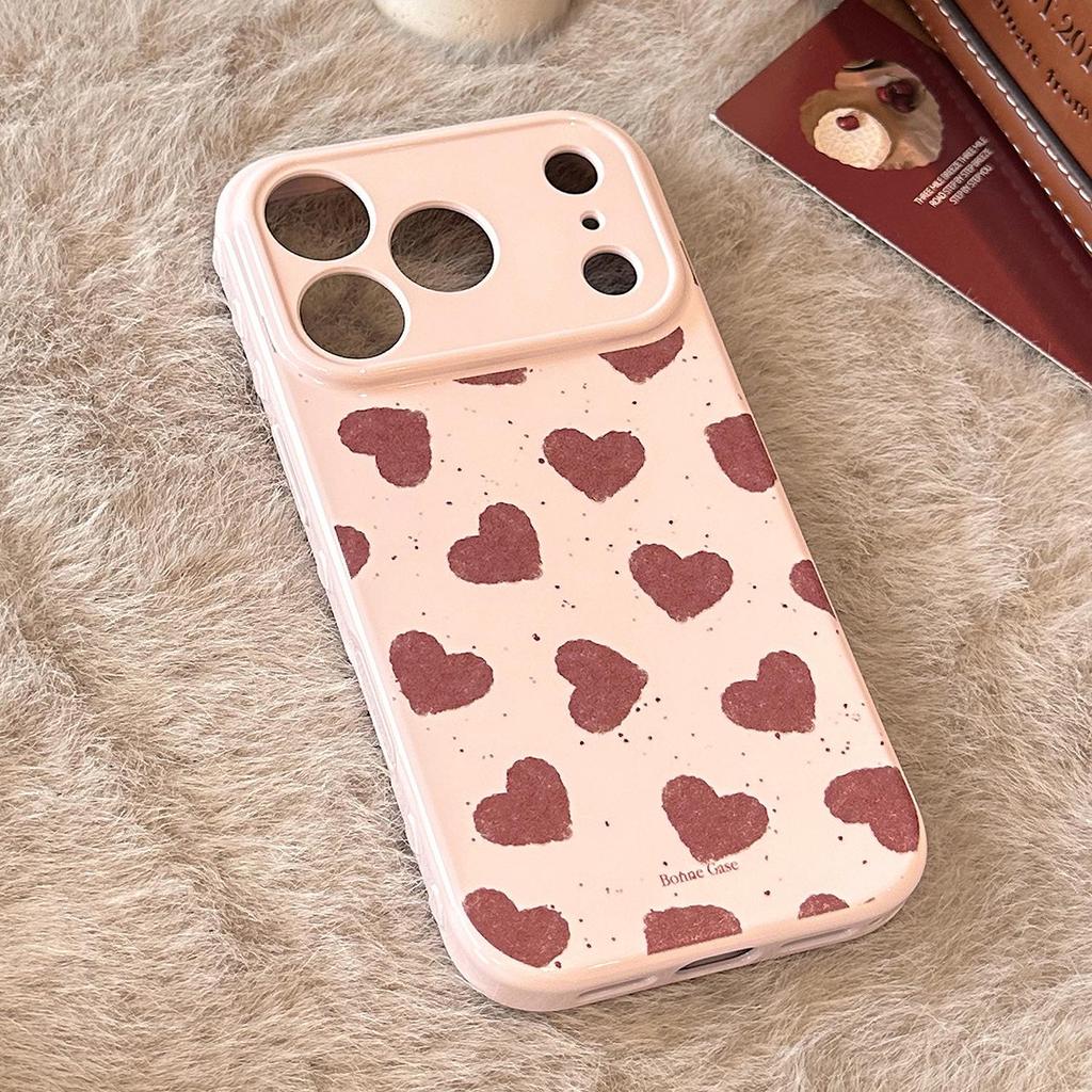 Creative Burgundy Heart-Shaped Phone Case for iPhone 17 and iPhone 17 Pro Max