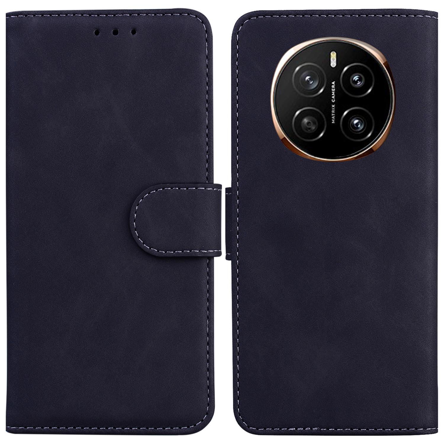 

For Honor Magic7 5G Case Solid Color Leather Wallet Phone Cover Black