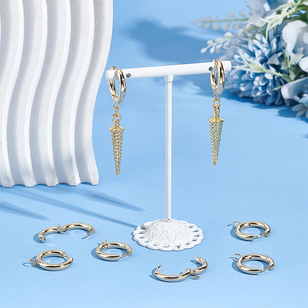 12Pcs 201 Stainless Steel Hoop Earrings, with Loops and 316 Surgical Stainless Steel Pins, Mixed Color, 18 Gauge, 20x18x3mm, Hole: 2.5mm, Pin: 1mm