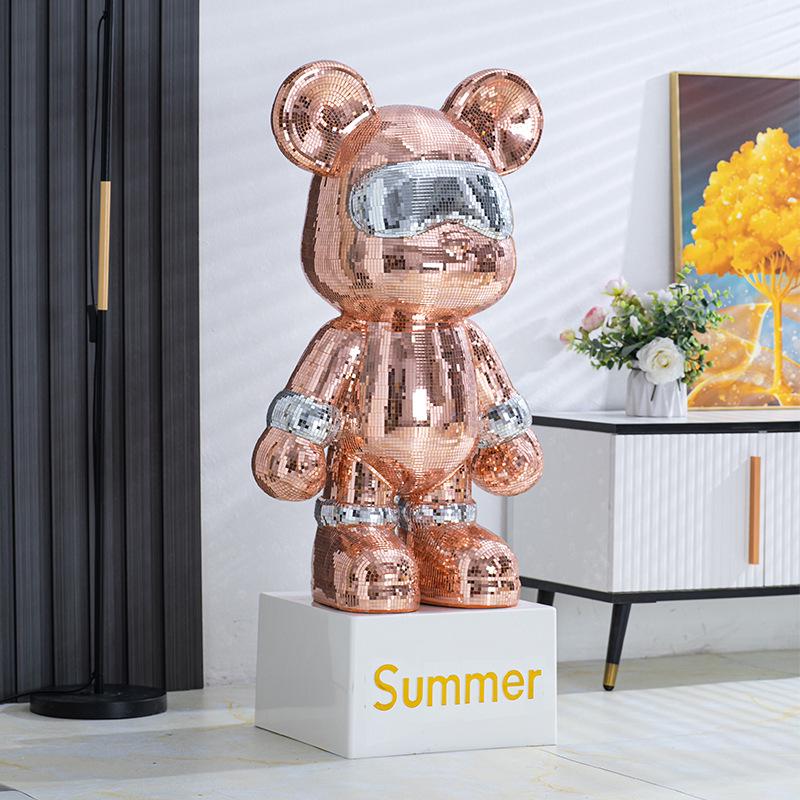 Creative BE@RBRICK TV Cabinet: Stylish Bear Floor Ornament with Piggy Bank Function, Simple Living Room Decor.