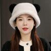 A faux mink fur environmentally friendly artificial fur bear ear hat for women with thick winter ear protection