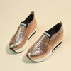 Silver Sneakers Woman Plus Size 42 Slip On Casual Shoes Patent Leather Platform Loafers Shoes for Women  Spring Light Gold