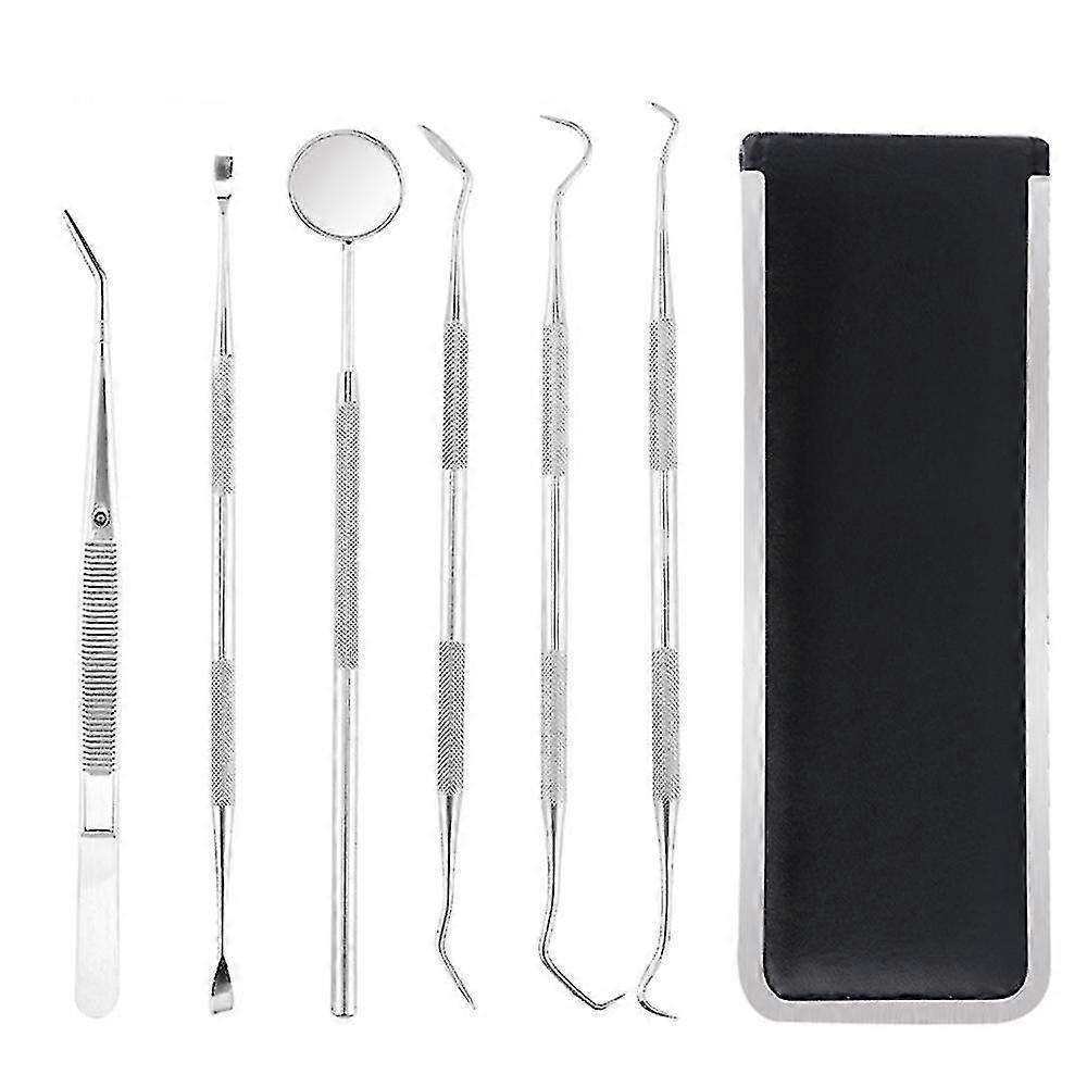 6pcs Dental Hygiene Tool Kit Instruments Dentist Tartar Scraper Scaler Calculus Plaque Remover Teeth Cleaning Oral Care Tool