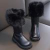 Schneestiefel für Teenager-Mädchen, dick, warm, Kunstfell, modische Schuhe, Plateau, wasserdicht, lange Stiefel für Mädchen, wadenlange Freizeitstiefel