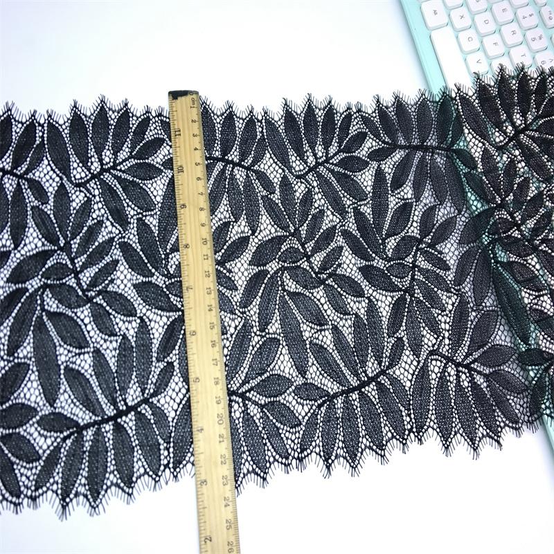 Black Chantilly Lace, 3m x 24cm, Non-stretch French Eyelash Lace Fabric for Bra, Underwear, Lingerie, Dress, Garment, Sewing & Crafting