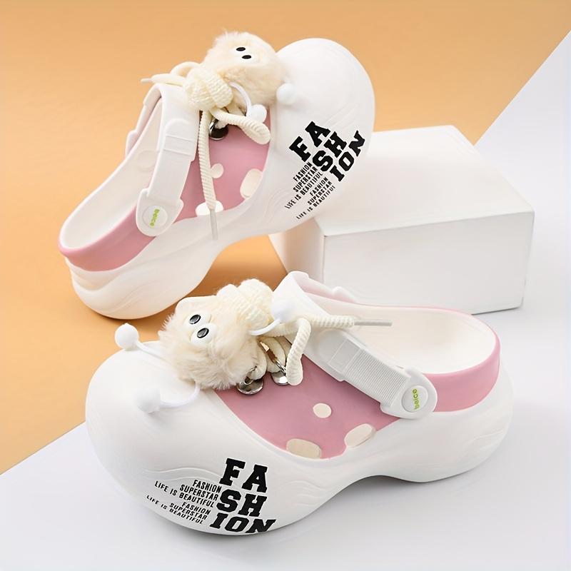 

Шлепанцы с увеличением высоты на 5 см, с закрытым носком, для сада, милые женские летние уличные нескользящие шлепанцы для женщин, сандалии на толстой подошве 39-40 розовый