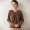 Lekasha Women's Cashmere V-Neck Sweater - Loose, Long-Sleeved Knit for Autumn & Winter