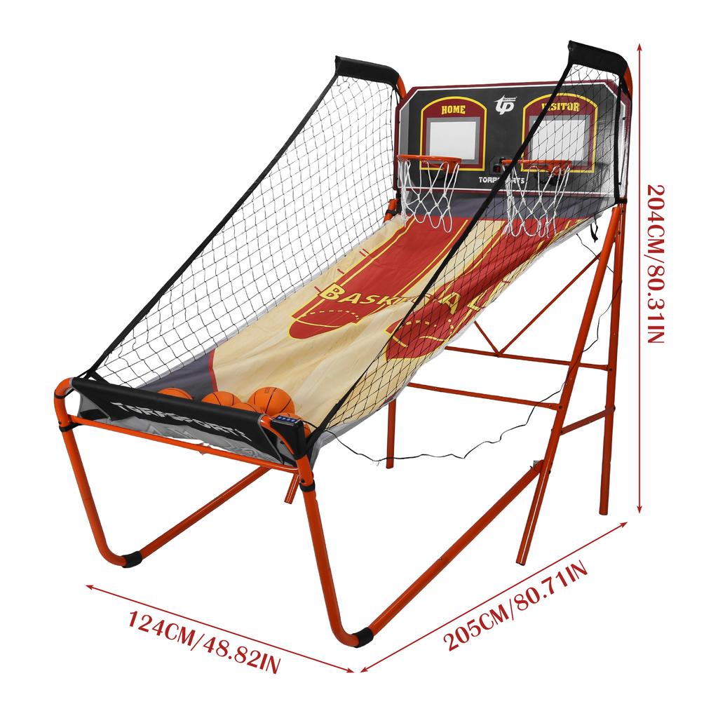 Arcade Cage Basketball Game LED Electronic Scoring Indoor Double Electronic Basketball Machine for 2 Players Basement Game Rooms