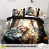 Animal Theme Down Wolf and Beauty Pattern Printed Duvet Cover Set - Comfortable and Breathable Beauty Theme Printed Bedding Set