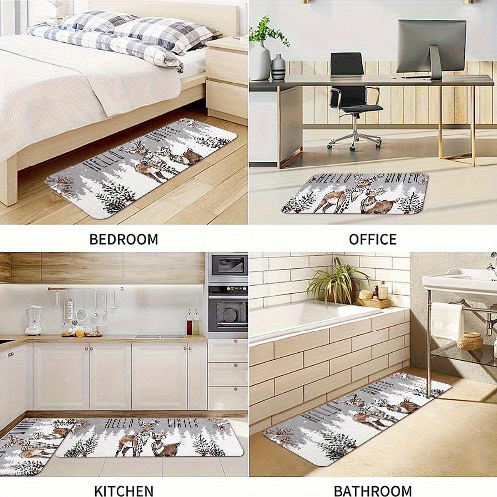

1PC Reindeer Pattern Kitchen Rug Non-Slip Door Mat Pop design Bathroom Rug Bath Mat Carpet for Home Sink Laundry Decoreeree 40cm x 60cm