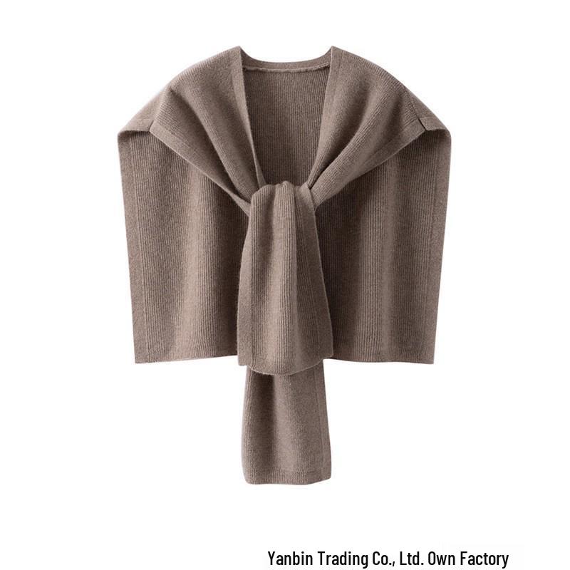 Women's Cashmere Thick Knit Bobble Stitch Shawl Scarf