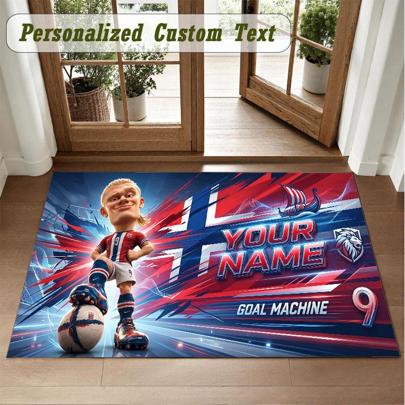 Crystal Velvet Square Rug Custom NameErling Haaland Pattern Non Slip Home Floor Decor Rug