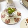 Emo Bear Coasters Creative Ceramic Heat Insulation Mats Simple Household Absorbent Anti-scald Pot Mat Kitchen Home Accessories