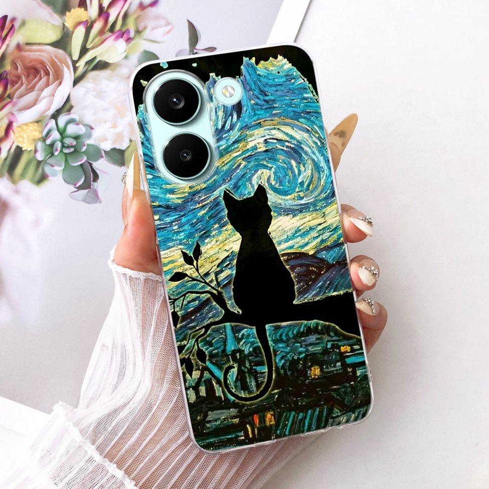 6.59'' Case For Xiaomi Poco X8 Pro 5G Cover Transparent Fashion Flowers Cute Cat Cool Painted Soft Casing 2511FPC34G