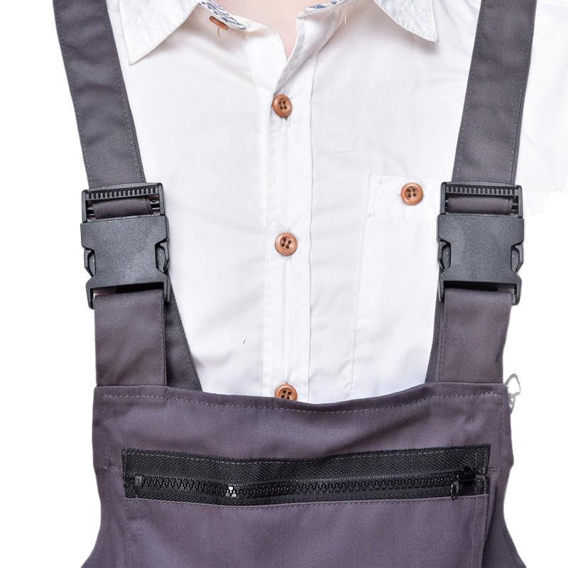 Korean-Style Gray Multi-Pocket Workwear Jumpsuit for Auto Repair and Labor Protection