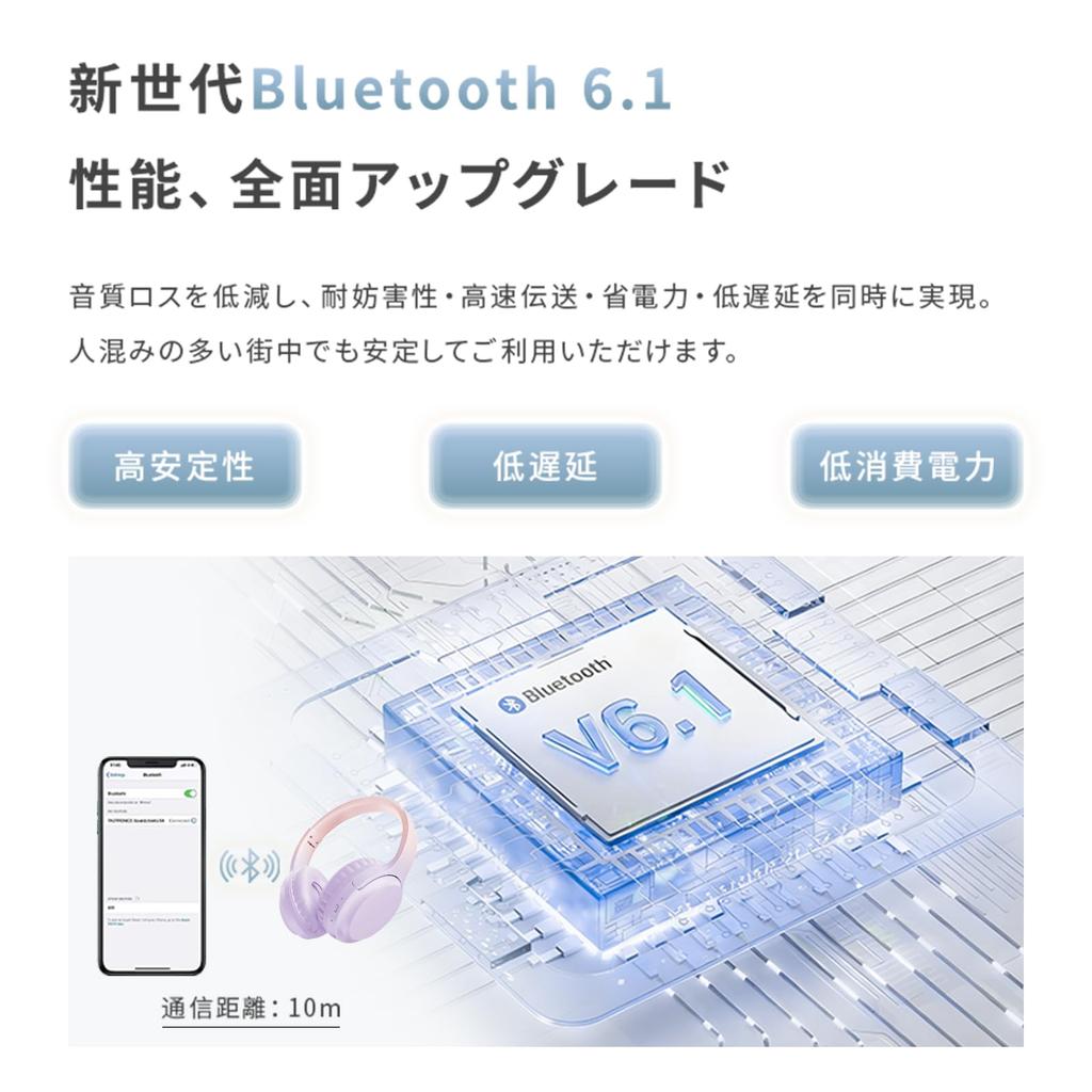 Meisei Shop Wireless Bluetooth Wired and Wireless HiFi Sound 40mm Noise Compatible with and Purple Headphones, 6.1, Compatible, Over-Ear, Quality,