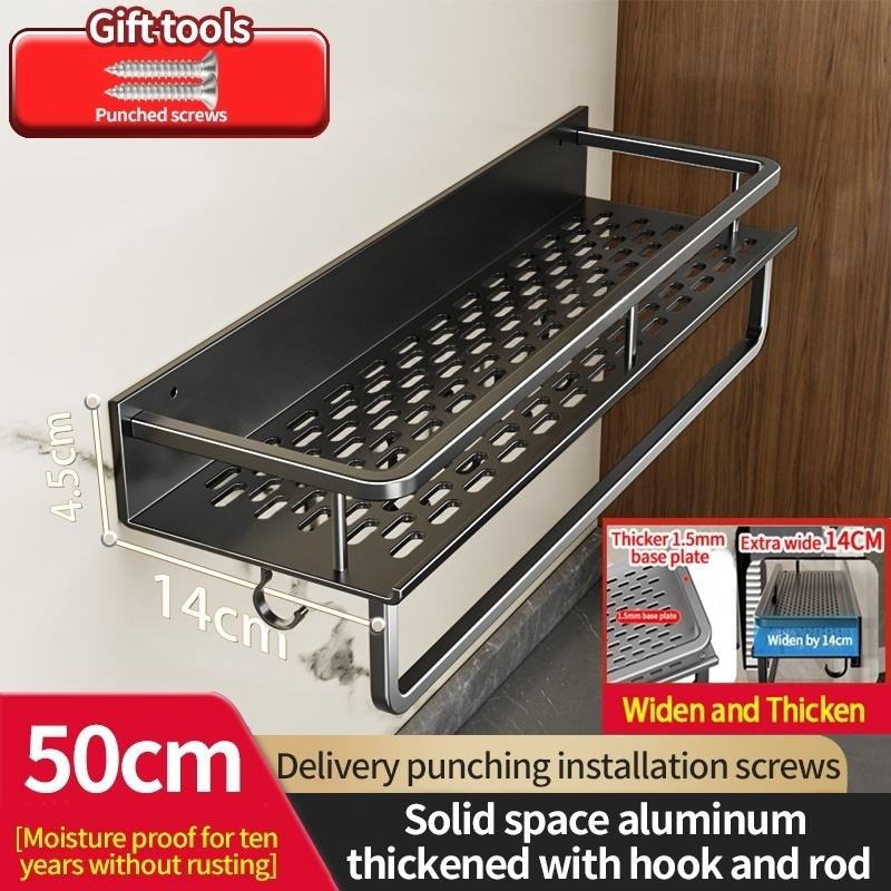 Aluminum Kitchen Wall-Mounted Spice Storage Rack Condiment Rack Multifunctional Household Utensil Rack Kitchen Hanging Organizer