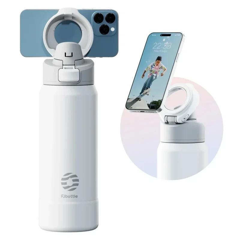 

710/950ml Insulated Water Bottle with Magnetic Lid Gym Fitness Water Cup with Phone Holder Thermal Bottle Vacuum Flask Insulated 710ml білий
