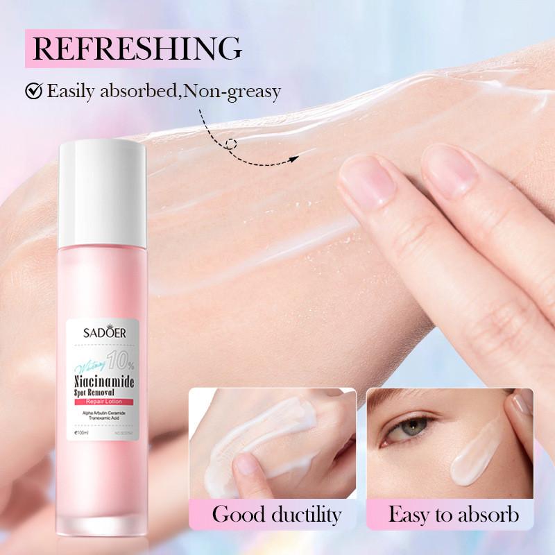 Sadoer Niacinamid Hautaufhellende Reparatur-Lotion für strahlende Haut und Fleckenbehandlung