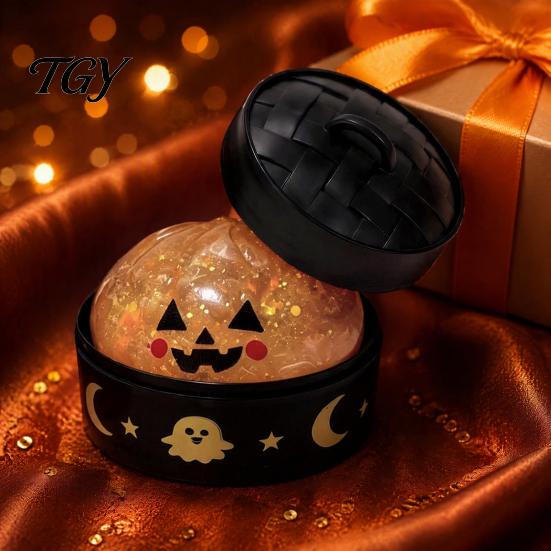 Stretchy TPR Toys for Sensory Play Halloween Bun Squeeze Toy with Steamer, Fidget Stress Ball, Spooky Ghost Relieving School Pumpkin Relief