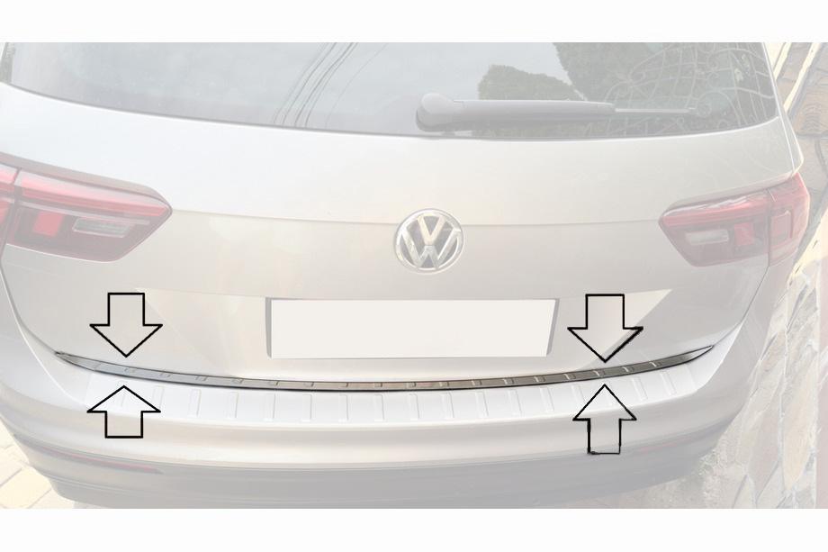 Кромка багажника (нерж) Carmos - Турецкая сталь для Volkswagen Tiguan 2016-2023 гг
