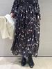 Selford Bowtie Flower Print Dress CWFO251063 Black Women's
