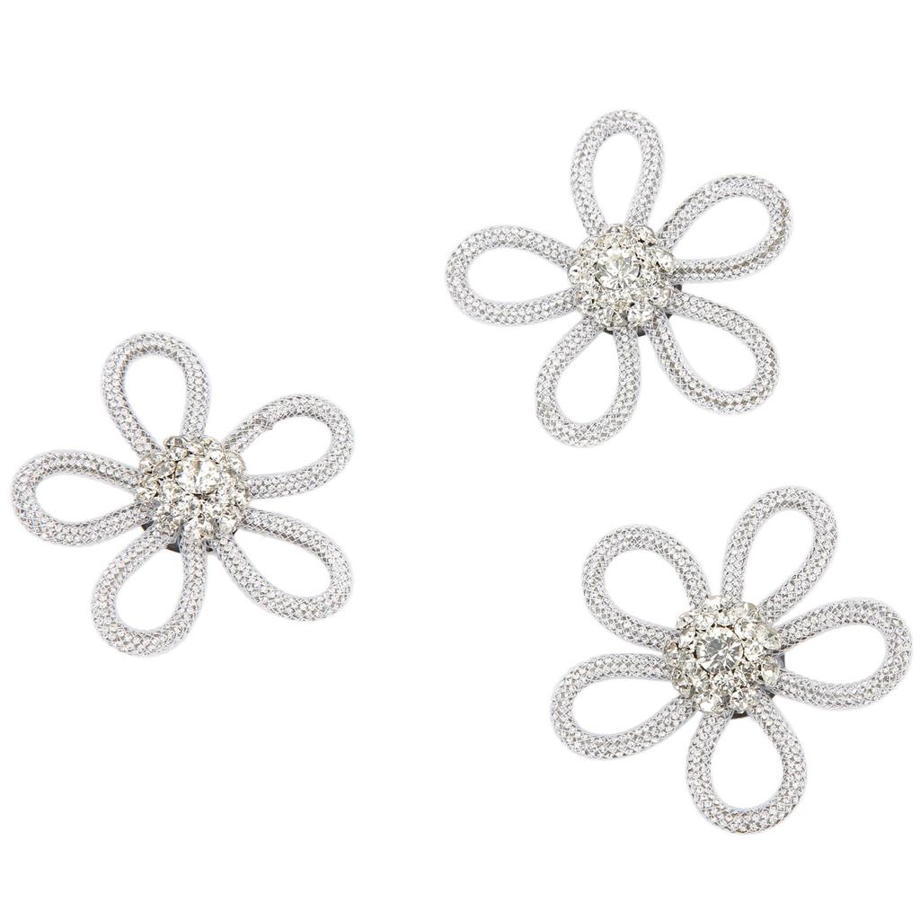 3Pcs Shoe Brooch Cute Colours 6cm Rhineston Wide Flower Shape Clothing Brooch for Shoes Bag Wedding Dress