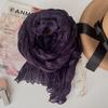 Vreovor Solid Color Hand Feel Scarf Retro Autumn Winter New Pleated Green Thin Strip Shawl Men'S Women'S Thermal Silk