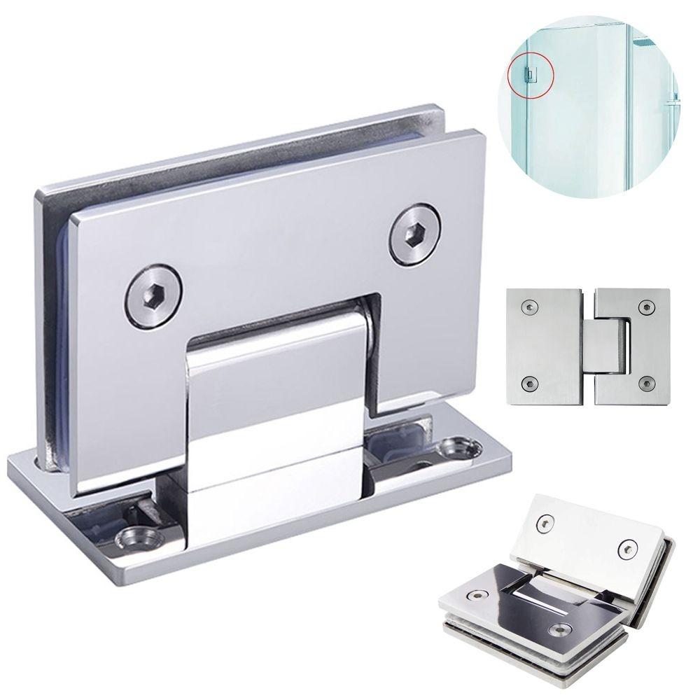 Stainless Steel Glass Door Hinge Silver Flat Fixtures Professional Bathroom Clip  Shower Room