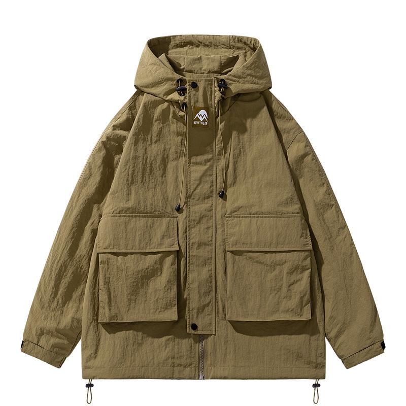 Wasserdichte Jacke für Herren im Herbst und Winter Outdoor-Jacke Kapuzenfrock Windbreaker Mantel Joker Freizeit Sport