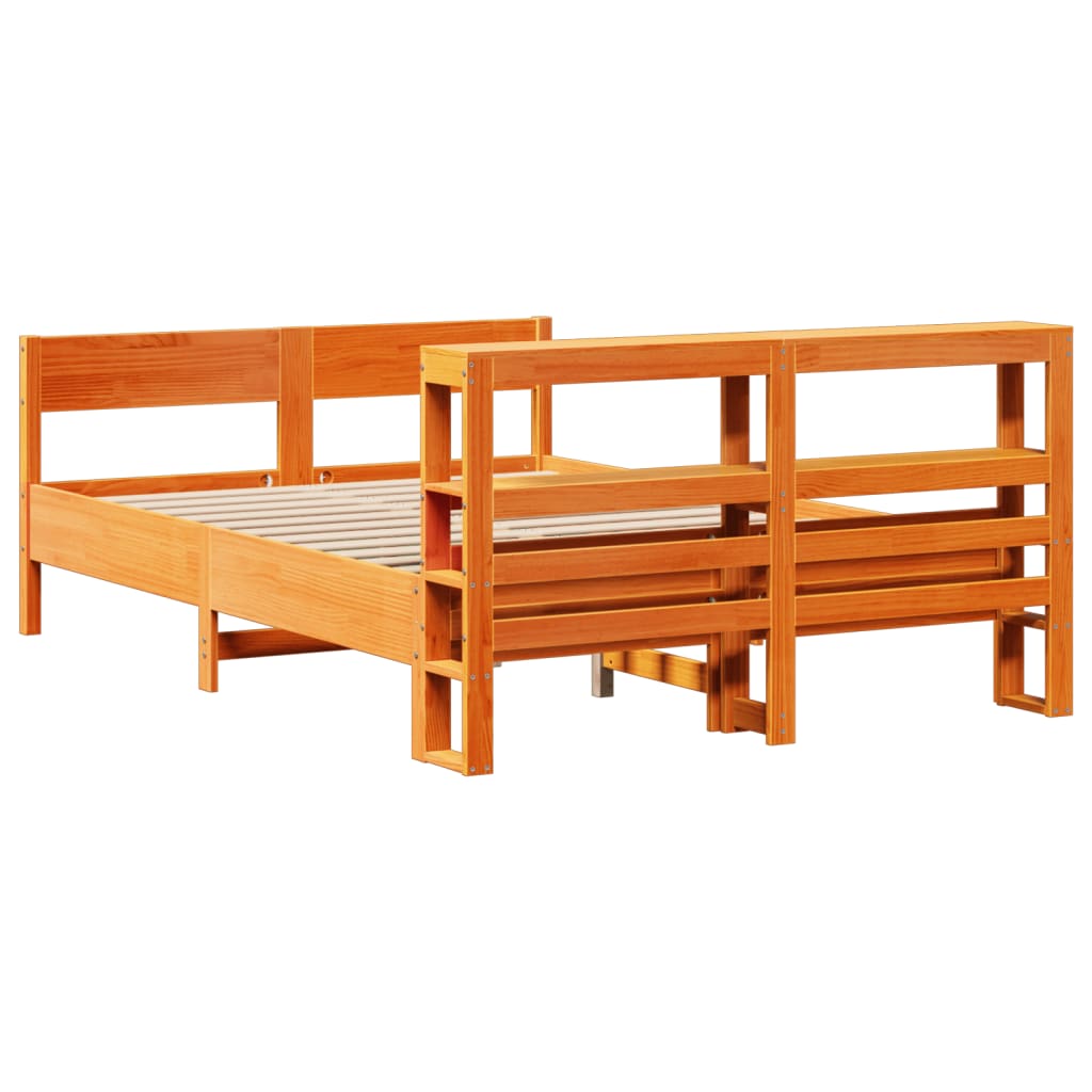 Solid Wood Bed without Mattress Wax Brown 120 x 200 cm Pine Wood