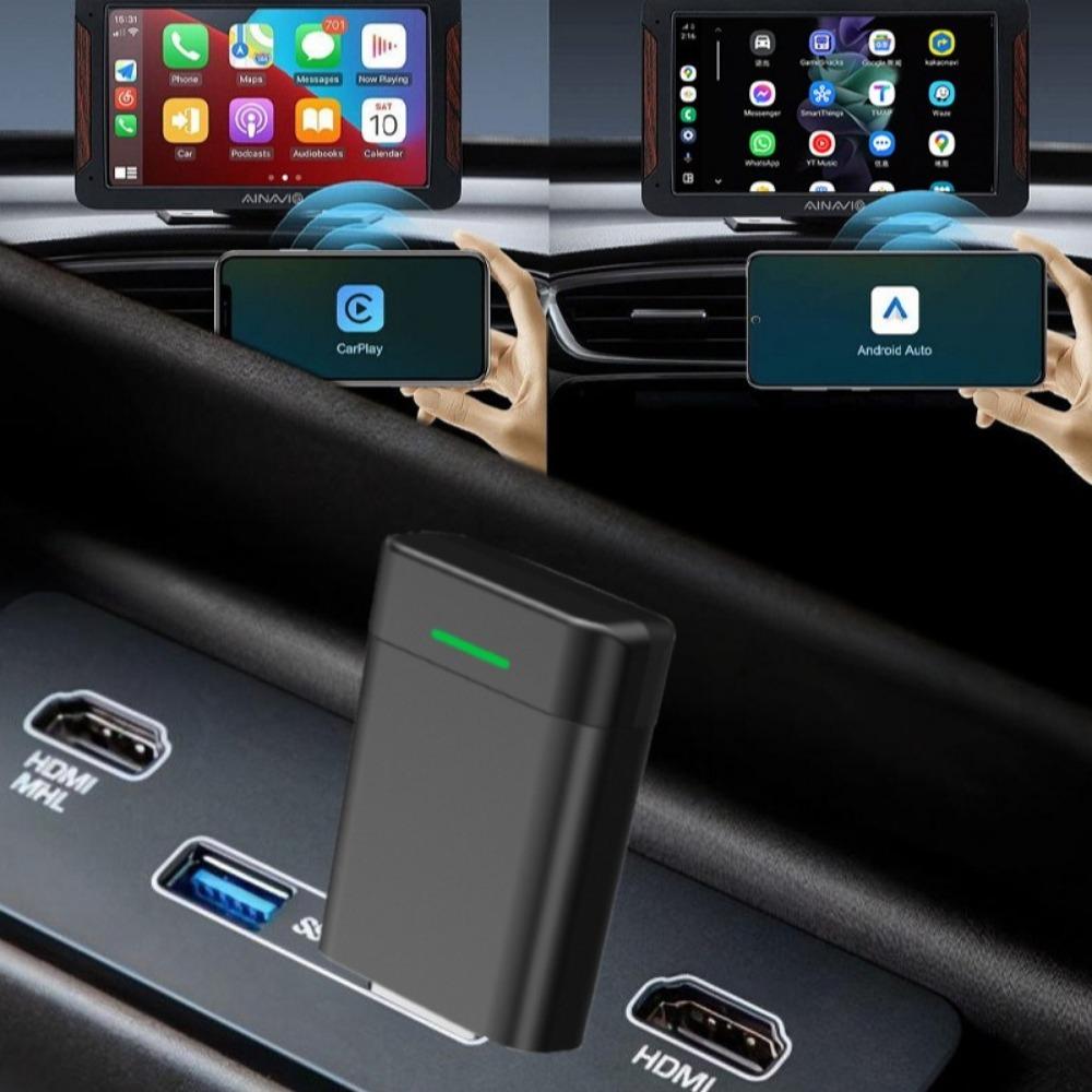 Wireless CarPlay Android Auto Box 2 In 1 Car Adapter Plug and Play Fast Connection for iPhone Android