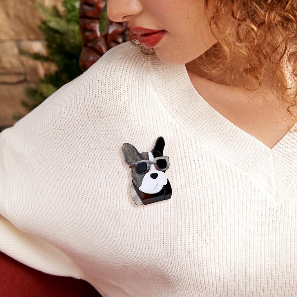Stylish Acrylic Dog Brooches for Women Unisex Animal Puppy Pins Keychain Event Party New Gifts Jewelry Decoration Accessories