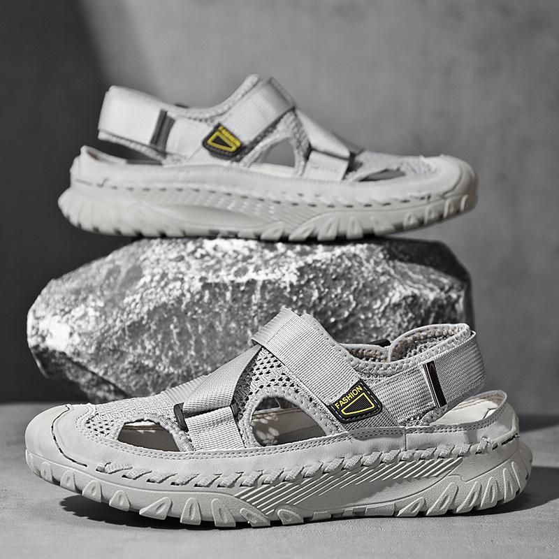 Модные повседневные мужские сандалии ручной работы с вырезами — фото 5