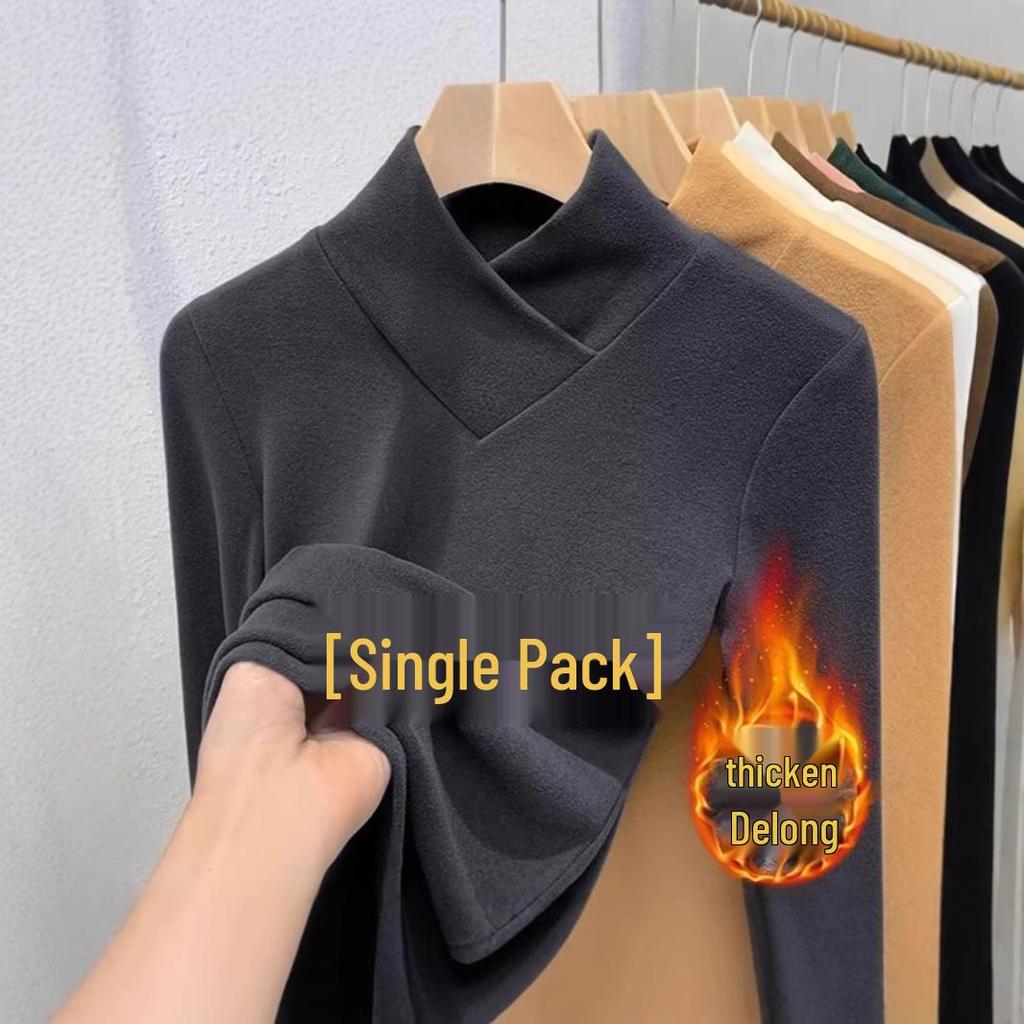 Dames Velvet Half Turtleneck Lange Mouw Slim Fit Top voor Herfst/Winter