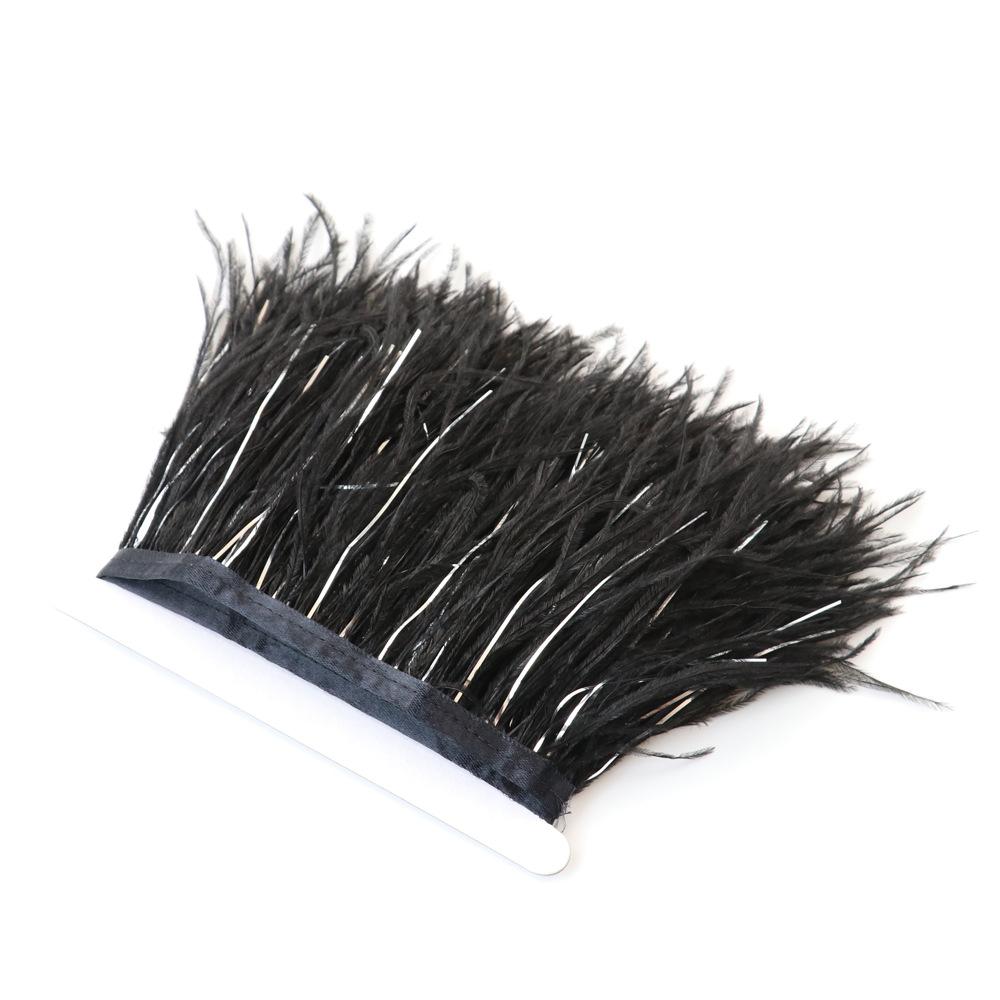 10-15cm Pštrosí peří se stříbrným hedvábným lemem, jevištní rekvizity, šaty, sukně, pštrosí peří, krajka, DIY