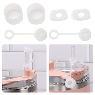 Couvercle de Paille en Silicone Carré Bouchon Anti-renversement Ensemble de Bouchons Anti-fuite Rond Bouchon Anti-fuite