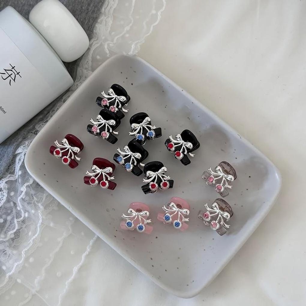 Women's Cubic Cherry Bangs Mini Clip-on Hairpin