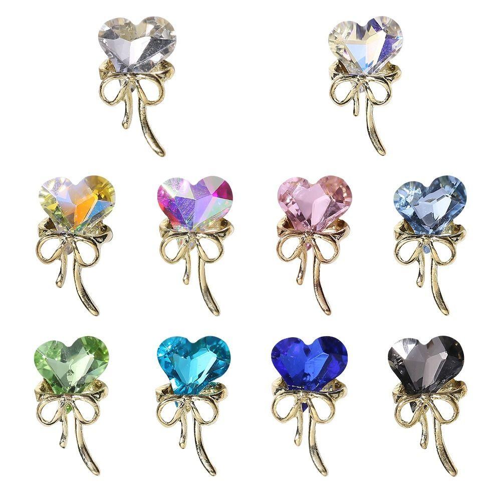 10PCS Crooked Heart Nail Art Charms Translucent Nail Jewelry Manicure Charms  DIY Decoration