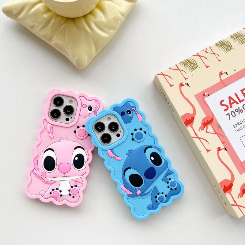 Stitch Cartoon Silicone Protective iPhone Case with Zipper X
