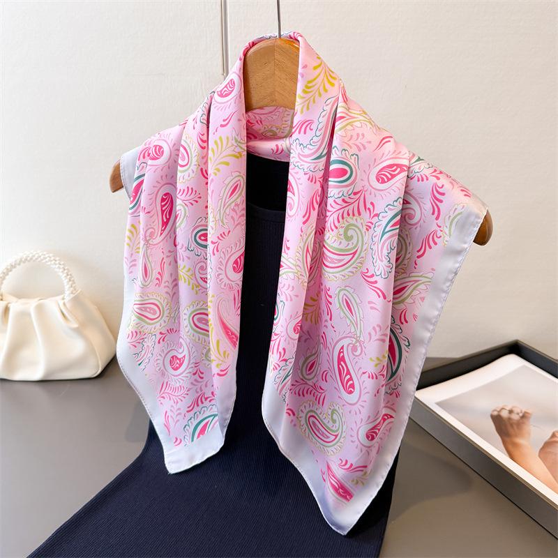 Luxury Printing 70cm Square Scarves Women's Silk Scarf Spring Summer Bandana Neckerchief Small Foulard Shawl
