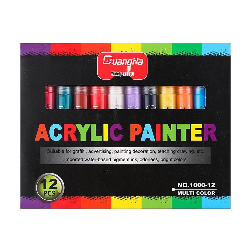 Guangna 1000 Acrylic Markers, 48 Washable Colors for Ceramic, Stone Painting, Graffiti, Water-Based Pens